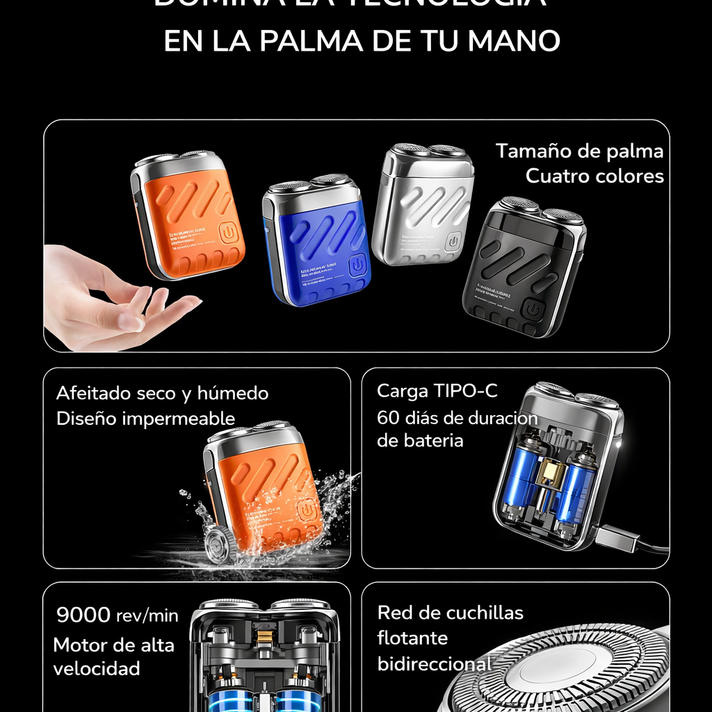 Mini afeitadora eléctrica de doble cabezal